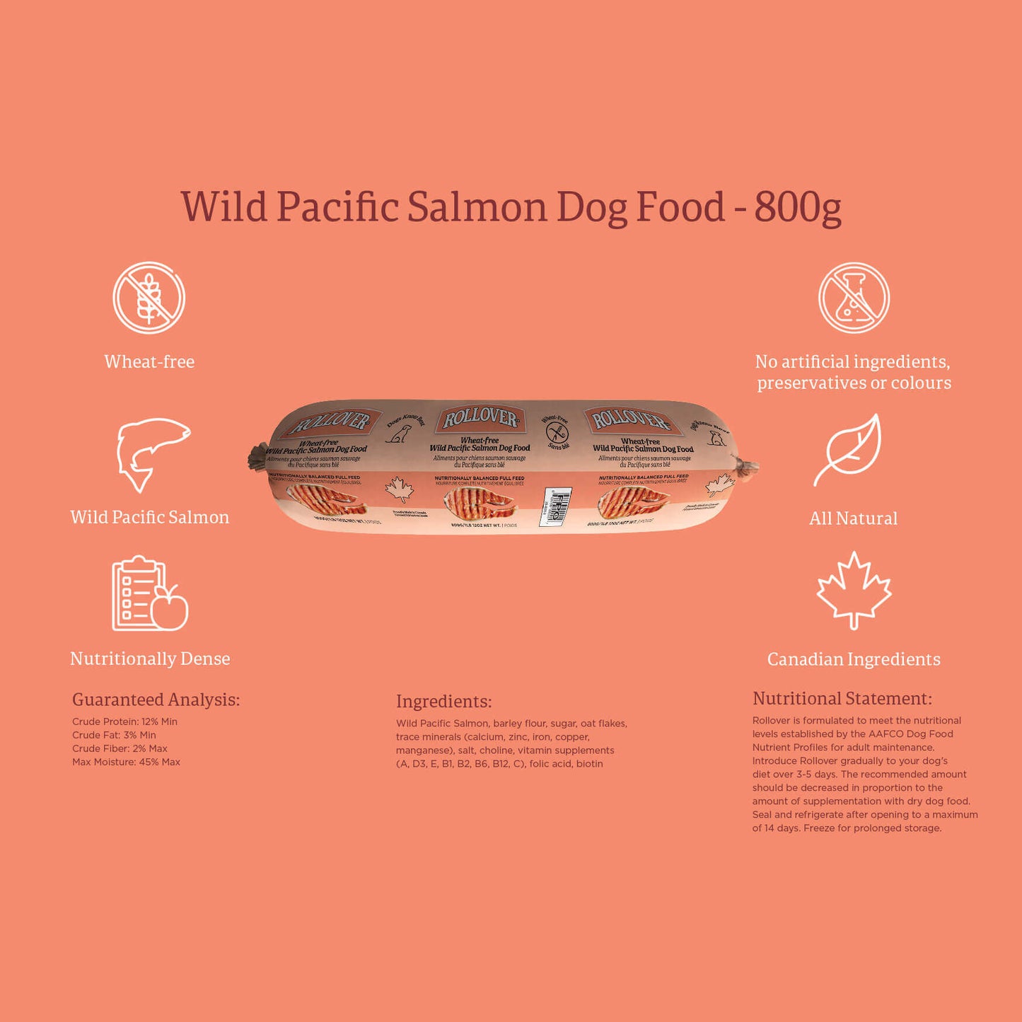 【狗糧推薦】Wheat Free Wild Pacific Salmond Dog Food (800g) 無麩質野生太平洋三文魚狗糧(800g)